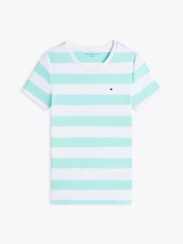 Tommy Hilfiger – Camiseta blanca a rayas celestes