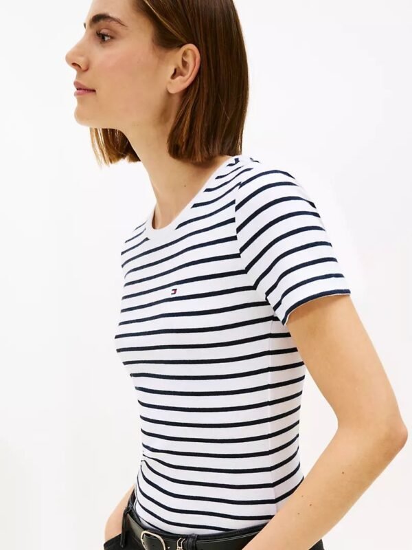 Tommy Hilfiger - Camiseta negra a rayas blancas