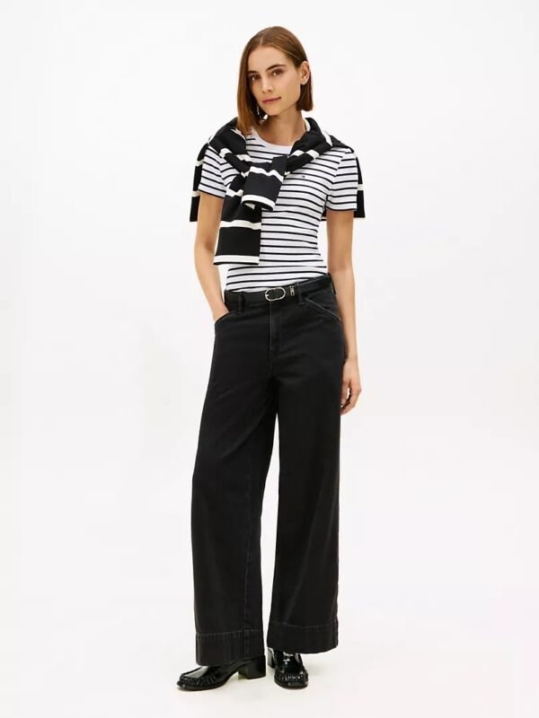 Tommy Hilfiger - Camiseta negra a rayas blancas